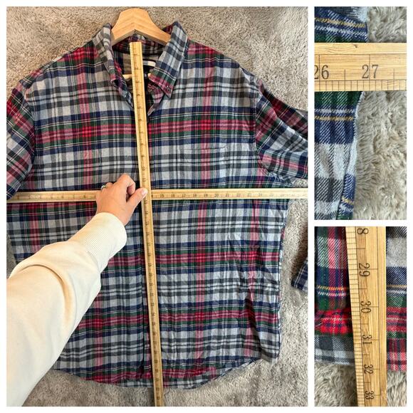 Lands End Plaid Flannel Shirt Traditional Fit Men's XL Red Blue Green - Picture 8 of 8